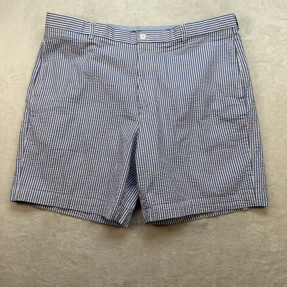 Brooks Brothers Seersucker‎ Shorts Blue White Stripe Preppy Coastal Men's 42